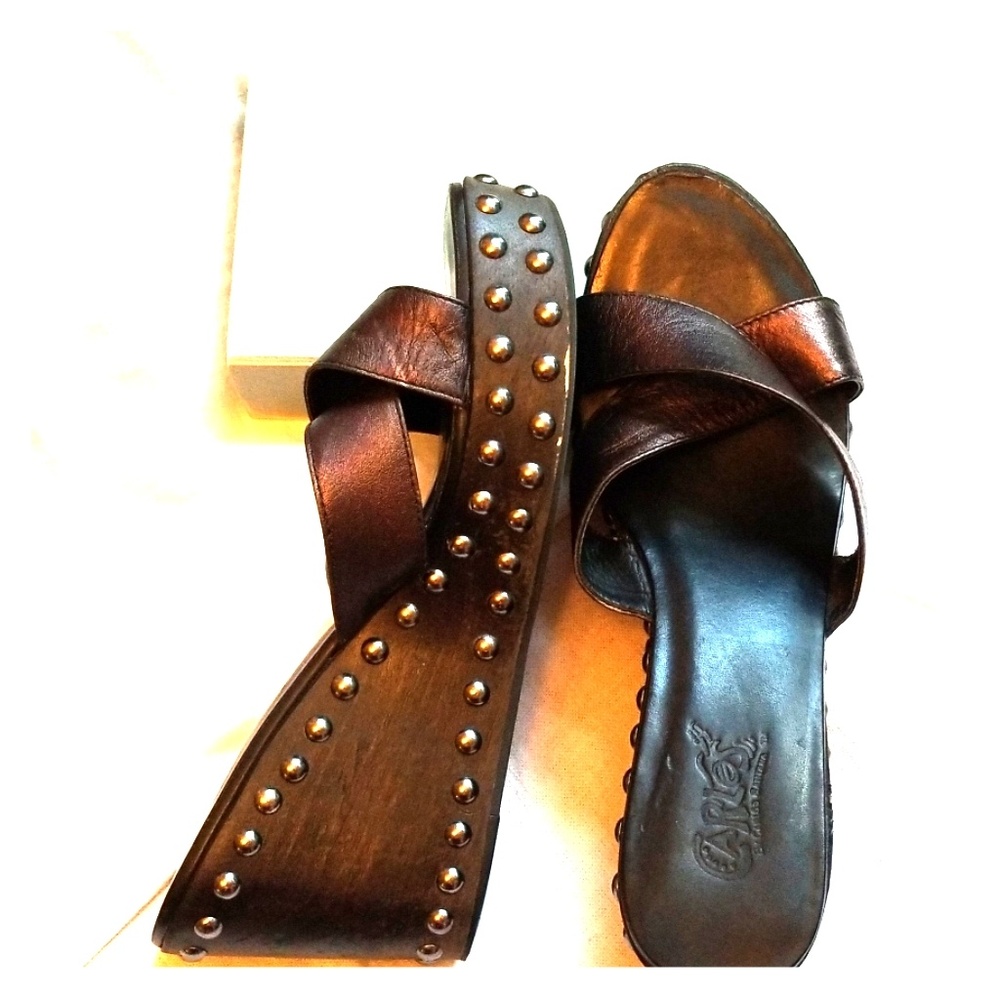 Black Studded Wedge Heels Size 8